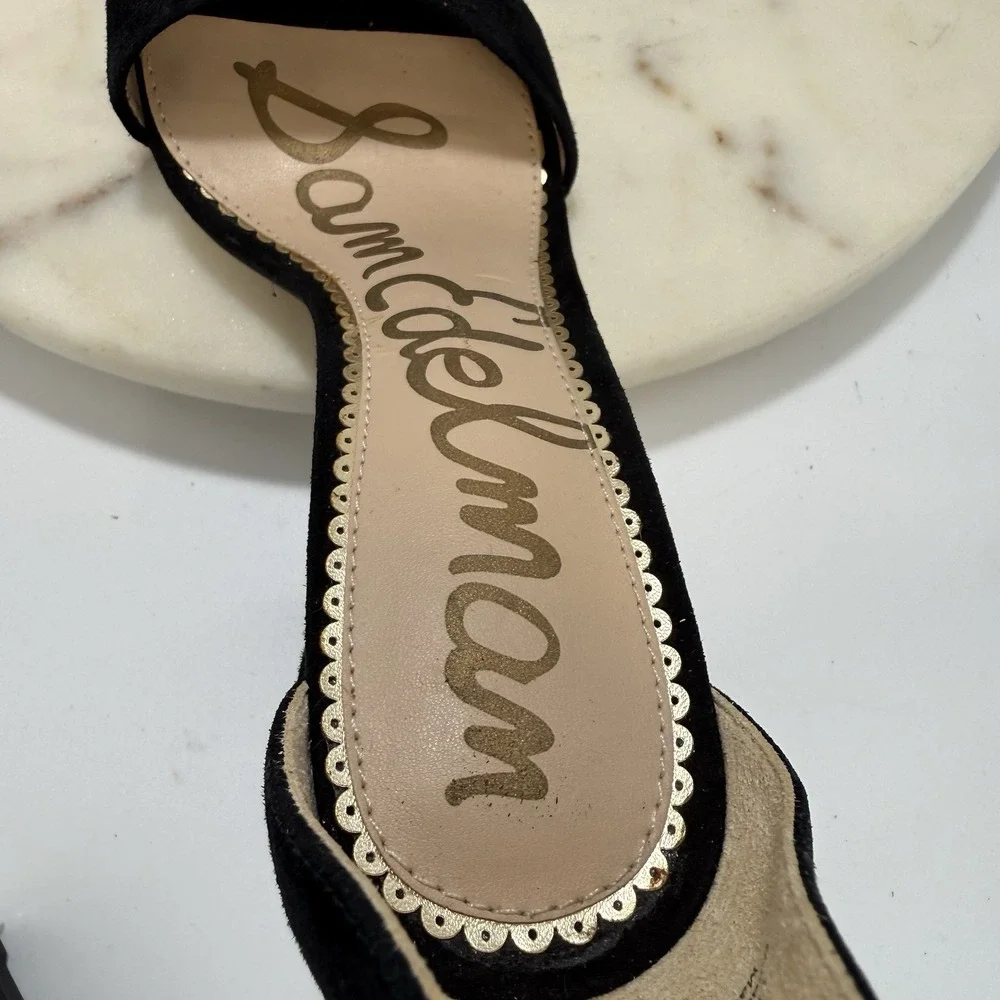 Sam Edelman Yaro Block Heel Sandal Black Suede, Size 6M